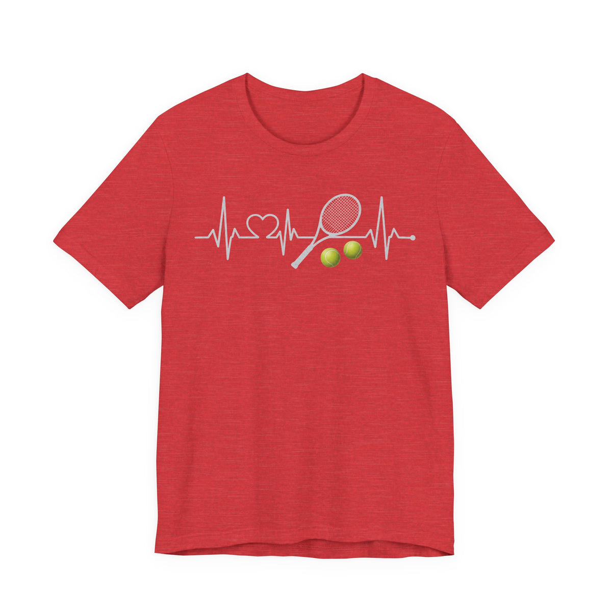 Tennis Heartbeat Tee – Racket & Tennis Ball Graphic Shirt