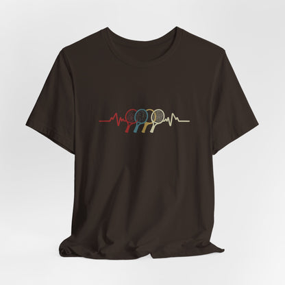 Tennis Heartbeat Tee — Retro Racket Line Art T-Shirt