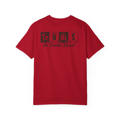 Tennis Graphic T-Shirt — 'Tennis: An Essential Element' Vintage Player Collage