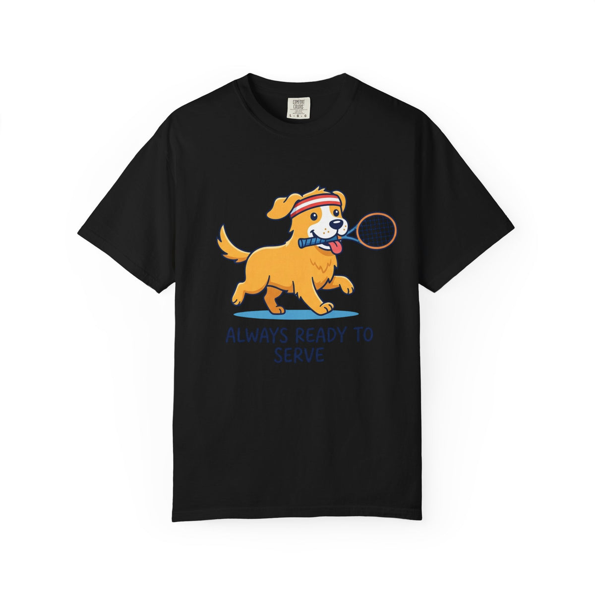 T-Shirt — "Always Ready to Serve" Golden Retriever Tennis Dog Graphic