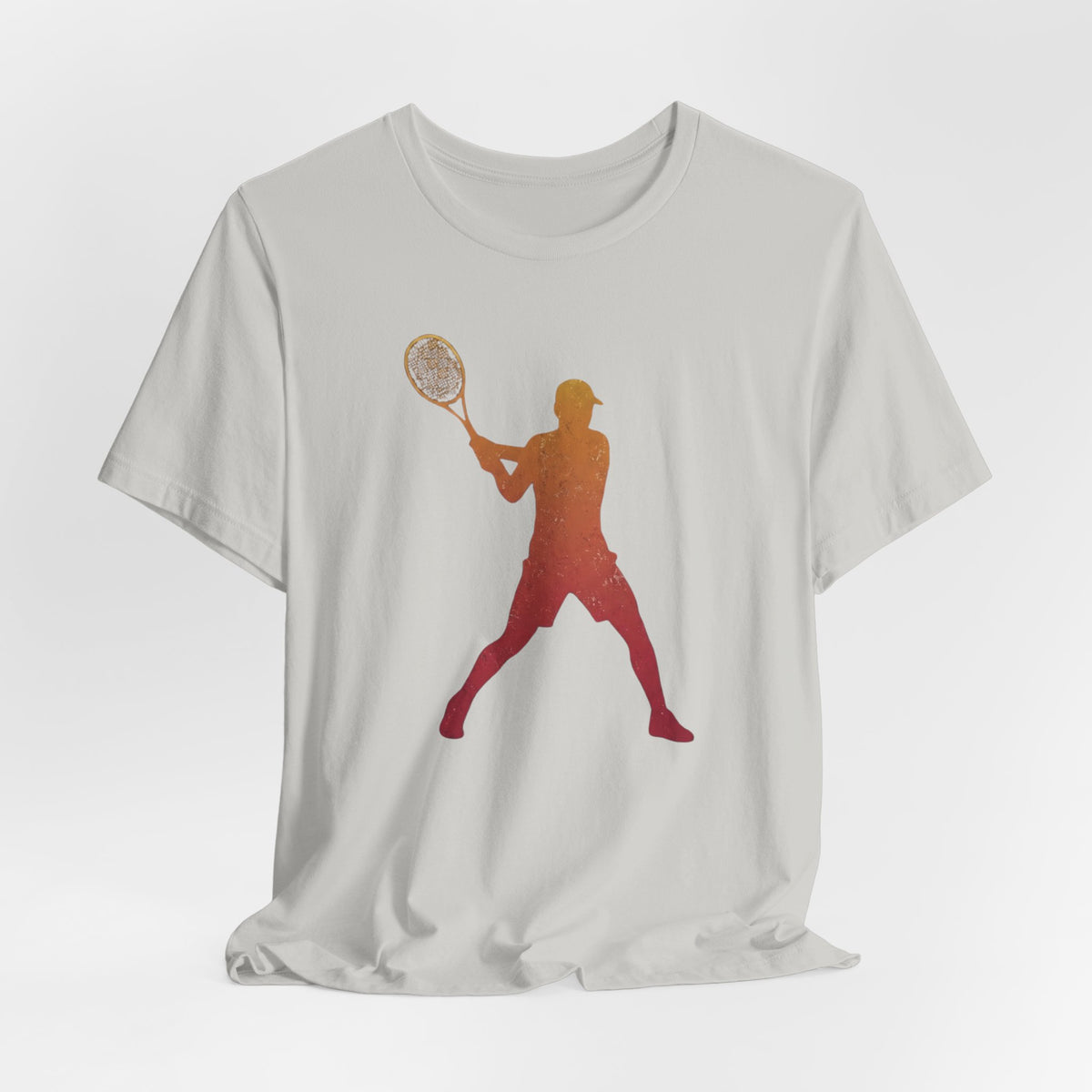Tennis Player Silhouette Tee — Gradient Racket Sports T‑Shirt