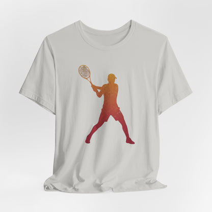 Tennis Player Silhouette Tee — Gradient Racket Sports T‑Shirt