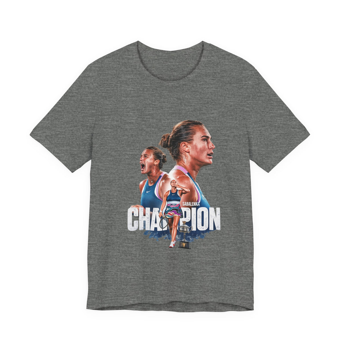 Champion Athlete Sabalenka Graphic Tee — "CHAMPION" Player Portrait T-Shirt