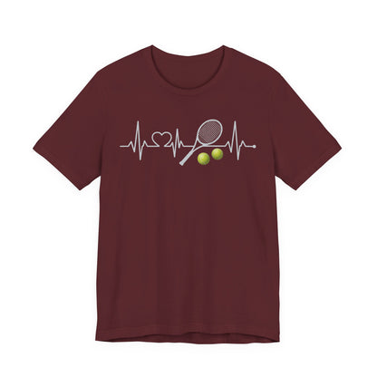 Tennis Heartbeat Tee – Racket & Tennis Ball Graphic Shirt
