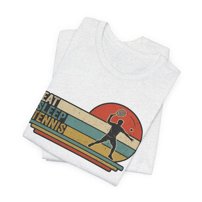 Eat Sleep Tennis Retro Graphic Tee — Vintage Tennis Player T‑Shirt