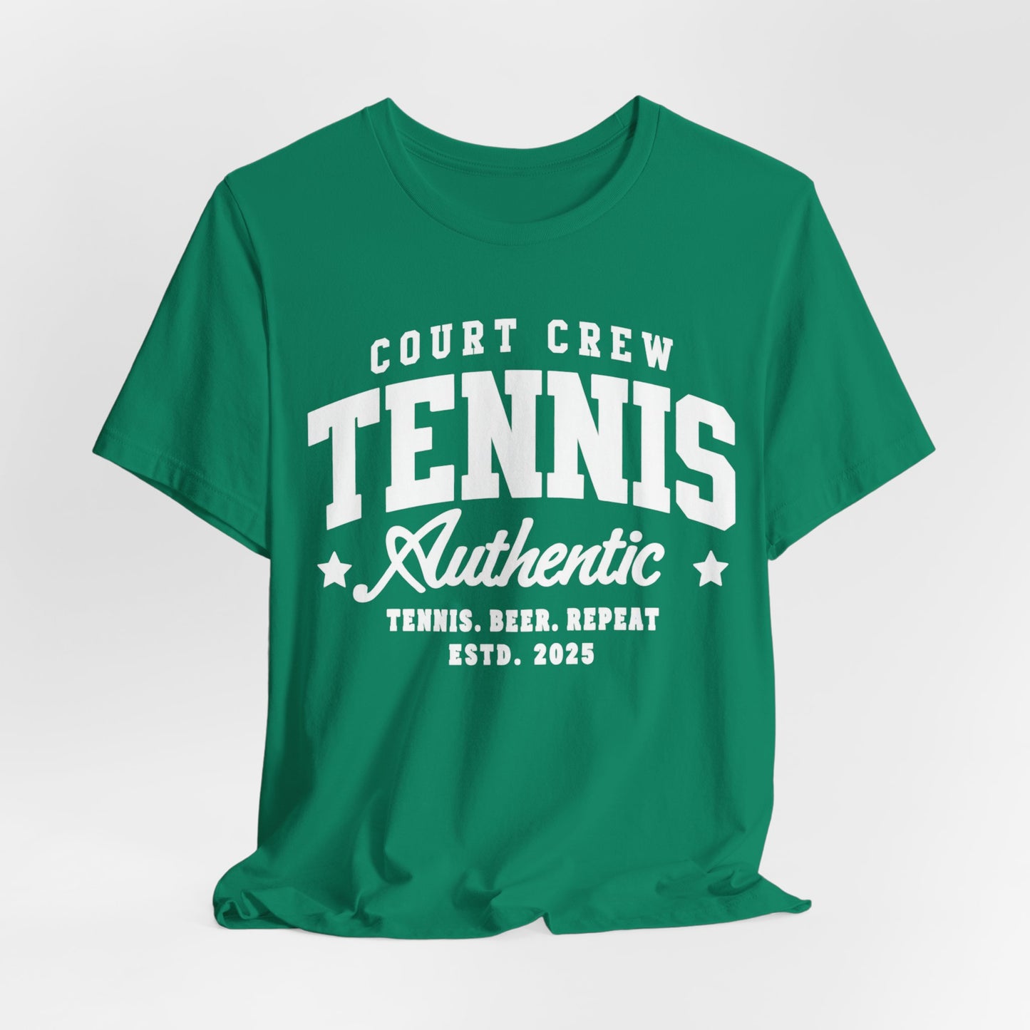 Tennis Court Crew Tee — "Tennis Authentic: Tennis. Beer. Repeat." Graphic Shirt