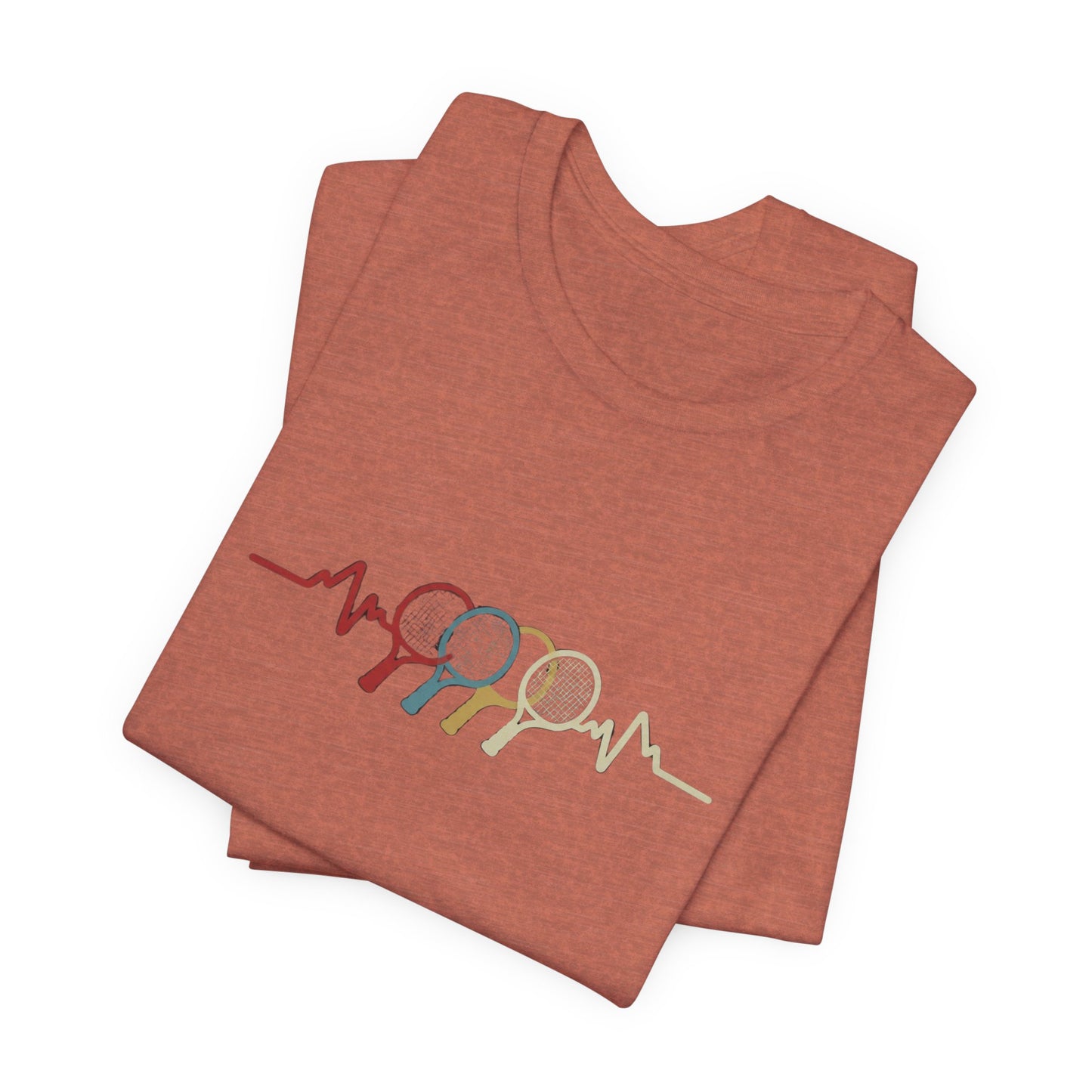Tennis Heartbeat Tee — Retro Racket Line Art T-Shirt