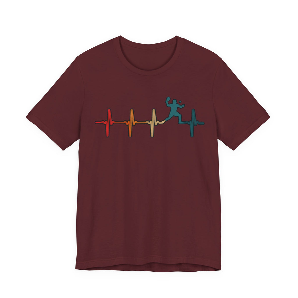 Heartbeat Tennis T‑Shirt — Colorful Surf Pulse Graphic Tee
