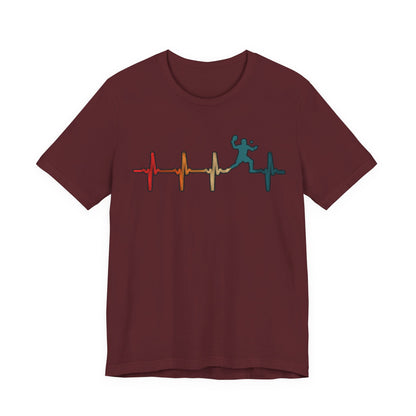 Heartbeat Tennis T‑Shirt — Colorful Surf Pulse Graphic Tee