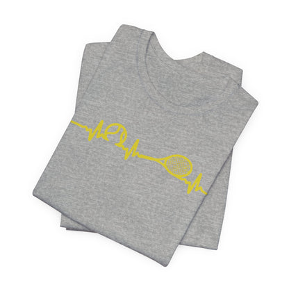 Tennis Heartbeat Tee — Minimal Tennis Racket ECG Graphic T-Shirt