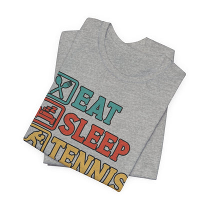 Tennis Tee — "Eat Sleep Tennis Repeat" Vintage Graphic Shirt