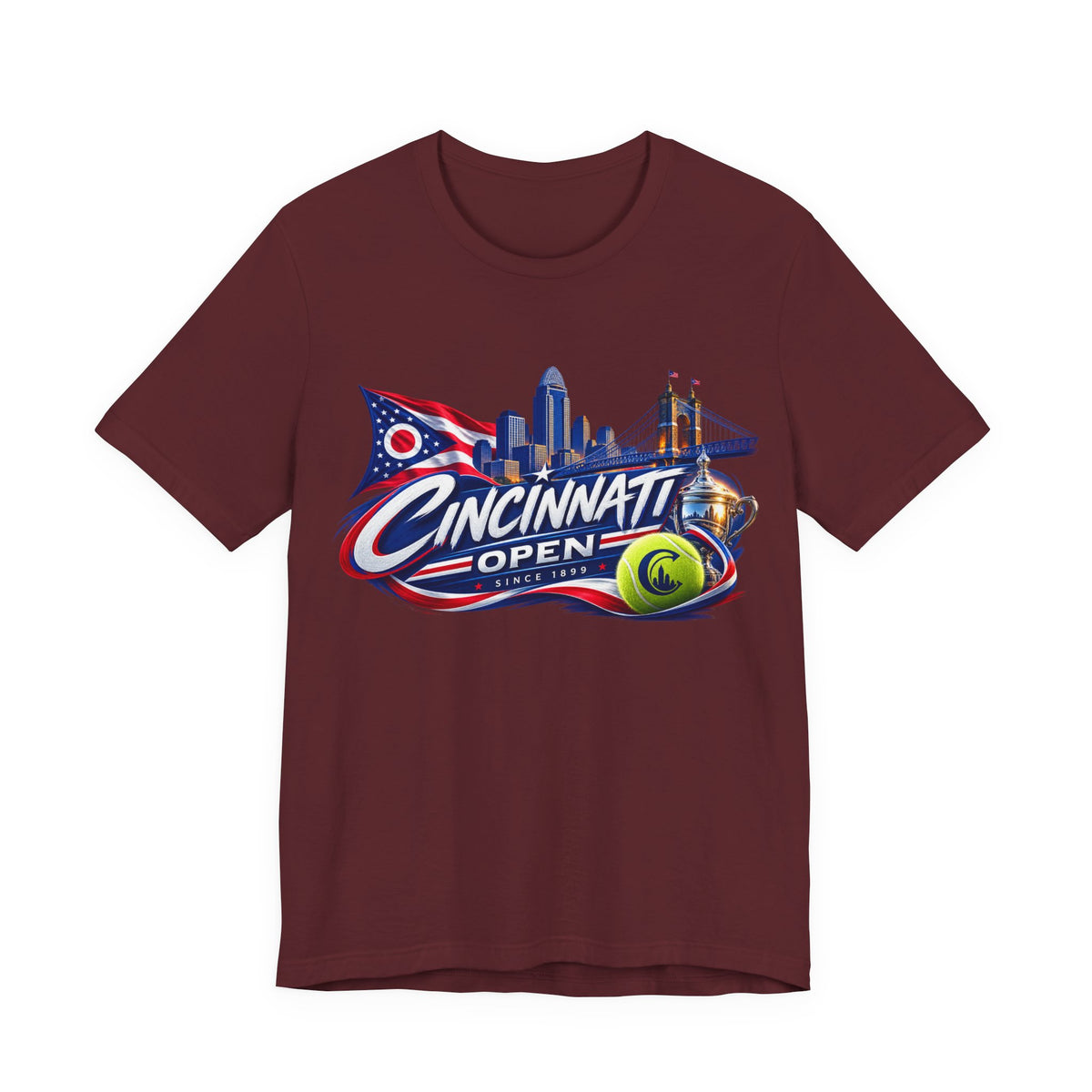 Cincinnati Open Tennis T‑Shirt – City Skyline & Tennis Ball Graphic