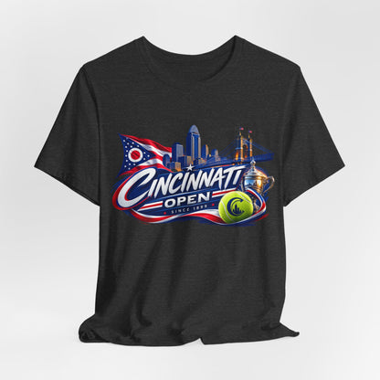 Cincinnati Open Tennis T‑Shirt – City Skyline & Tennis Ball Graphic
