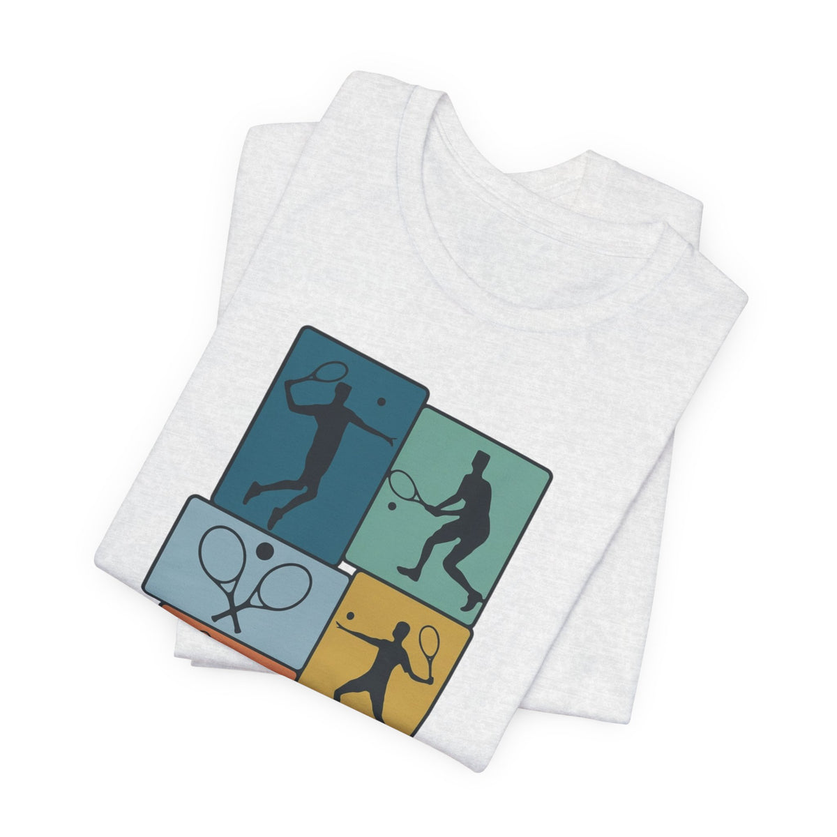 Tennis Silhouette Graphic Tee — Color Block Racket Players