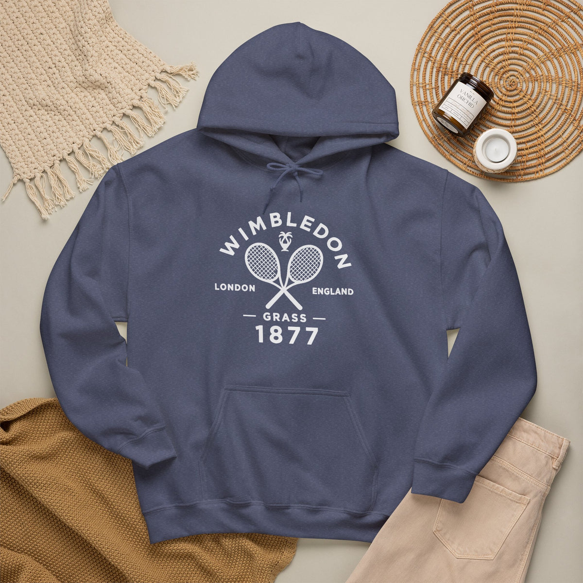 Wimbledon 1877 Tennis Hoodie — Classic Racquets Logo Pullover