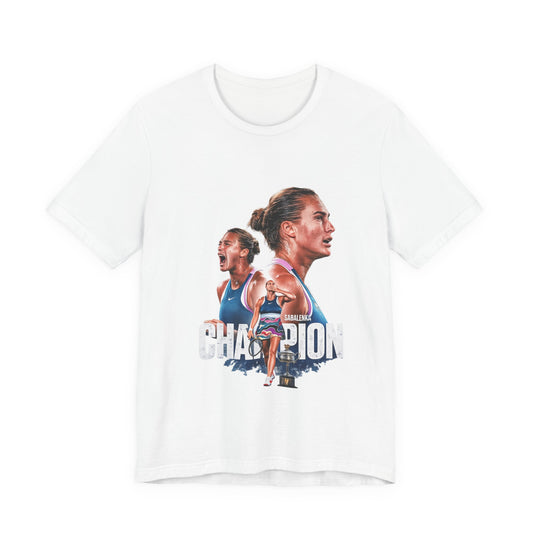Champion Athlete Sabalenka Graphic Tee — "CHAMPION" Player Portrait T-Shirt