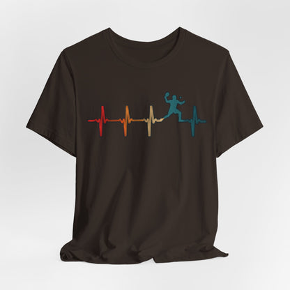 Heartbeat Tennis T‑Shirt — Colorful Surf Pulse Graphic Tee
