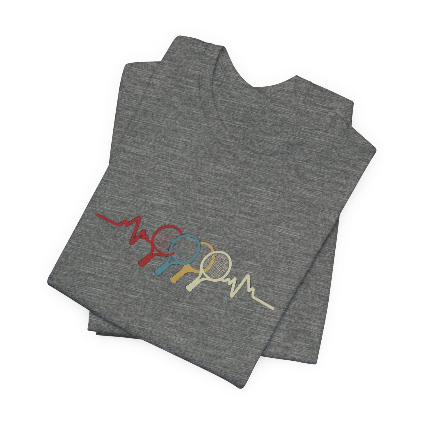 Tennis Heartbeat Tee — Retro Racket Line Art T-Shirt