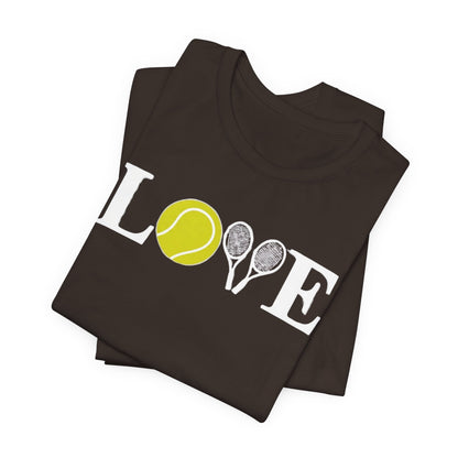 Tennis Love T-Shirt — 'LOVE' with Tennis Ball & Rackets