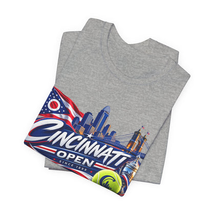 Cincinnati Open Tennis T‑Shirt – City Skyline & Tennis Ball Graphic