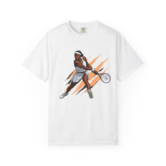 COCO GAUFF Tennis Player Graphic T-Shirt — Dynamic Women's Tennis Art Tee