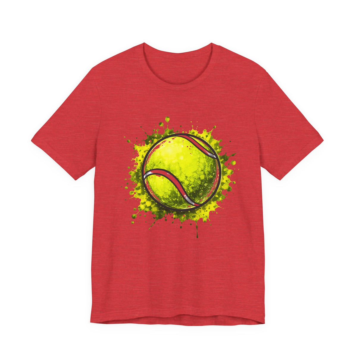 Tennis Tee — Watercolor Ball & Cartoon Player Short Sleeve Shirt