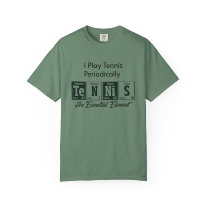 Tennis Periodically T‑Shirt — “An Essential Element” Chemistry Tennis Tee
