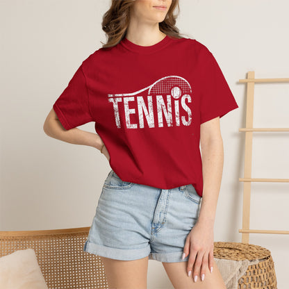 Tennis Vintage Graphic T-Shirt — Distressed Racket & Ball Tee