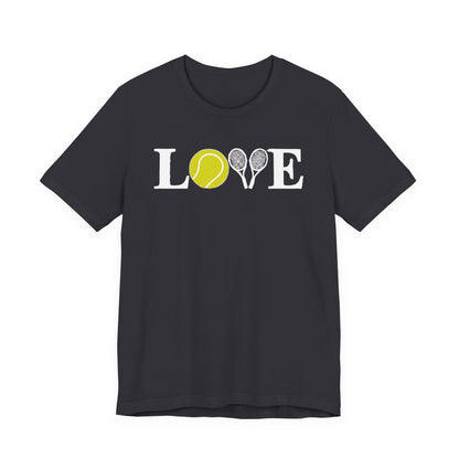 Tennis Love T-Shirt — 'LOVE' with Tennis Ball & Rackets