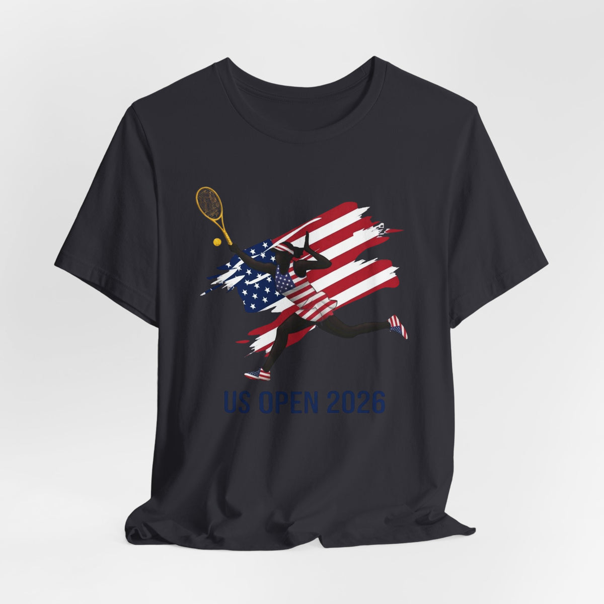 US Open 2026 Tennis T‑Shirt — American Flag Tennis Player Graphic Tee