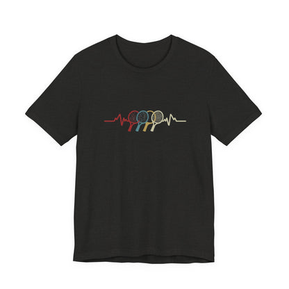 Tennis Heartbeat Tee — Retro Racket Line Art T-Shirt