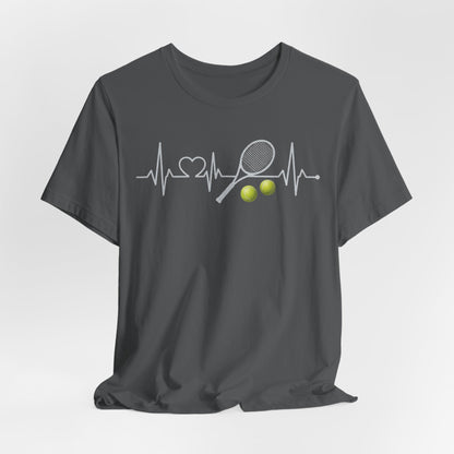 Tennis Heartbeat Tee – Racket & Tennis Ball Graphic Shirt