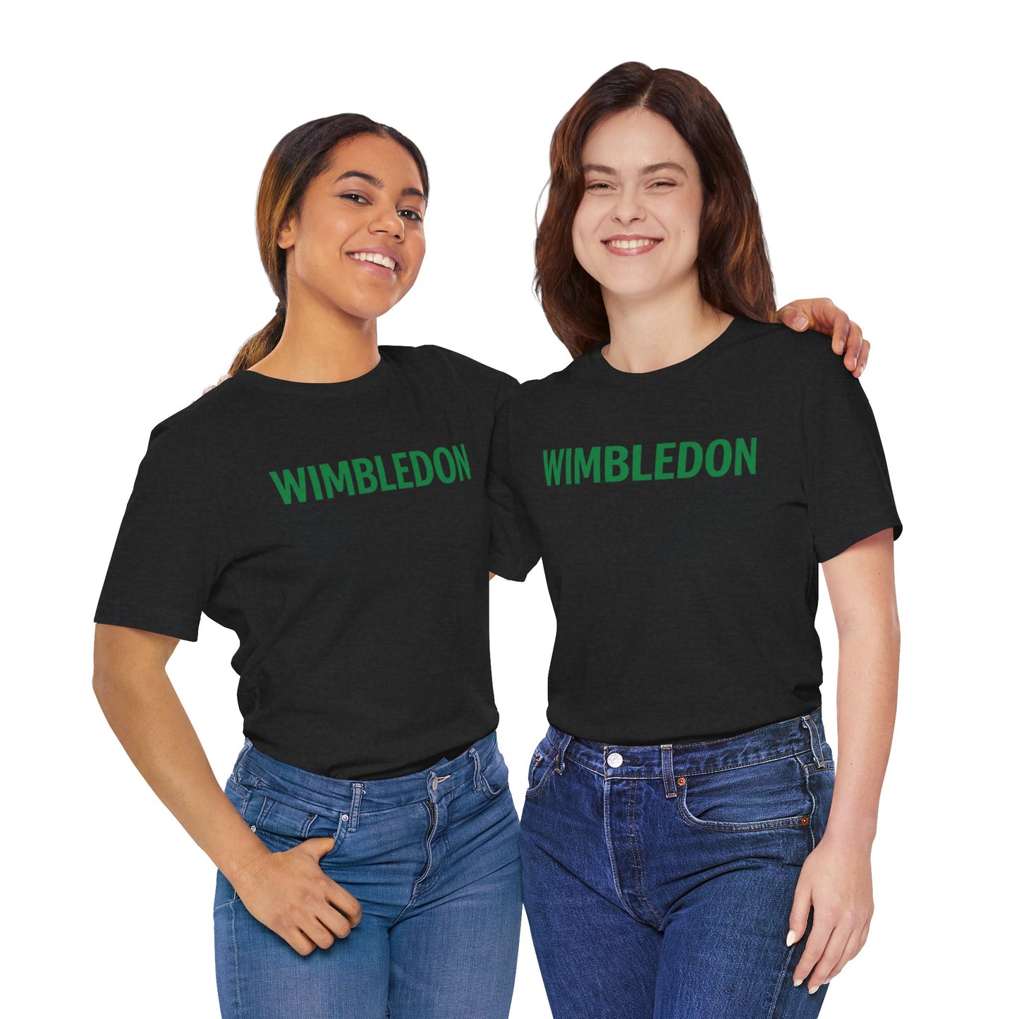Wimbledon Classic Logo Tee — Green Text Tennis T‑Shirt