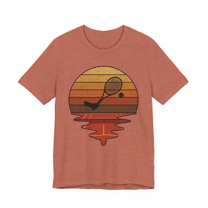 Retro Tennis Sunset Tee — Vintage Racket & Ball Graphic T‑Shirt