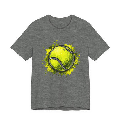 Tennis Tee — Watercolor Ball & Cartoon Player Short Sleeve Shirt
