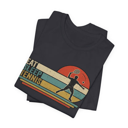 Eat Sleep Tennis Retro Graphic Tee — Vintage Tennis Player T‑Shirt