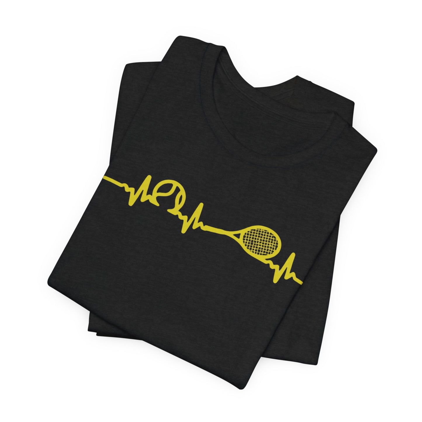 Tennis Heartbeat Tee — Minimal Tennis Racket ECG Graphic T-Shirt