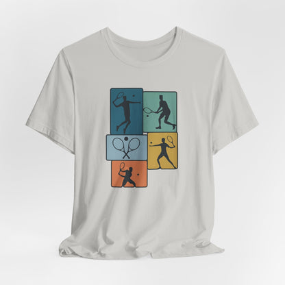 Tennis Silhouette Graphic Tee — Color Block Racket Players