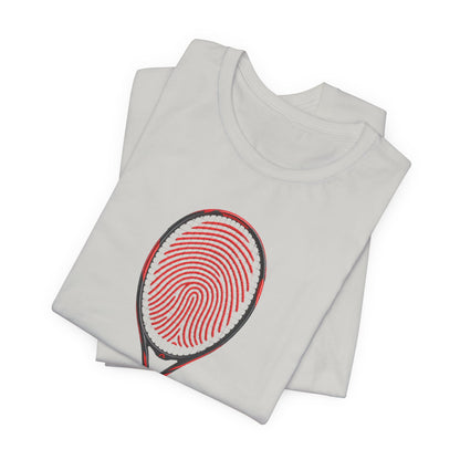 Tennis T‑Shirt — "It's In My DNA" Racket Fingerprint Tee