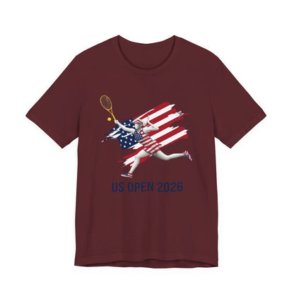 US Open 2026 Tennis Tee — American Flag Tennis Player Graphic T-Shirt