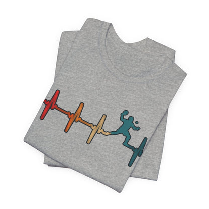 Heartbeat Tennis T‑Shirt — Colorful Surf Pulse Graphic Tee