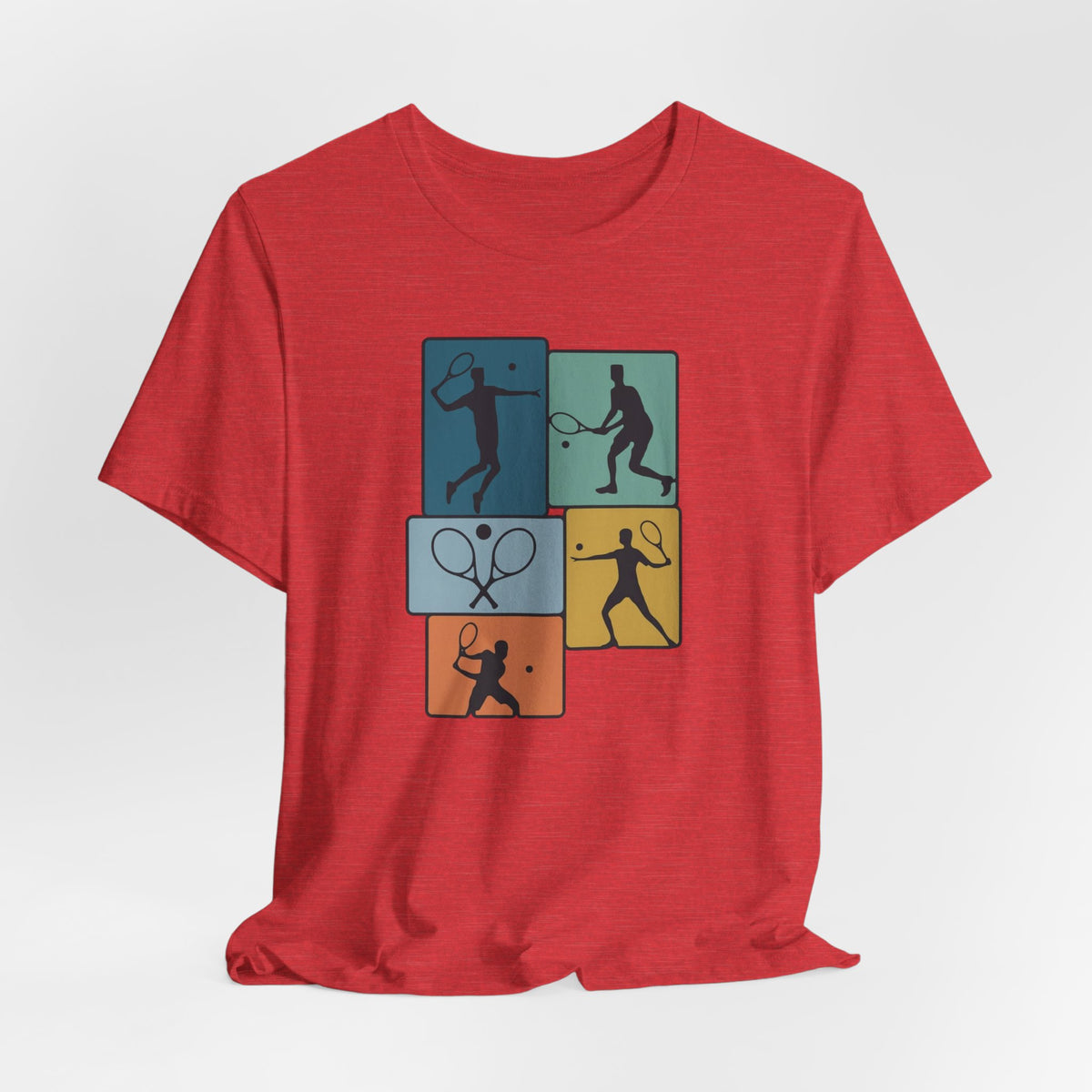 Tennis Silhouette Graphic Tee — Color Block Racket Players