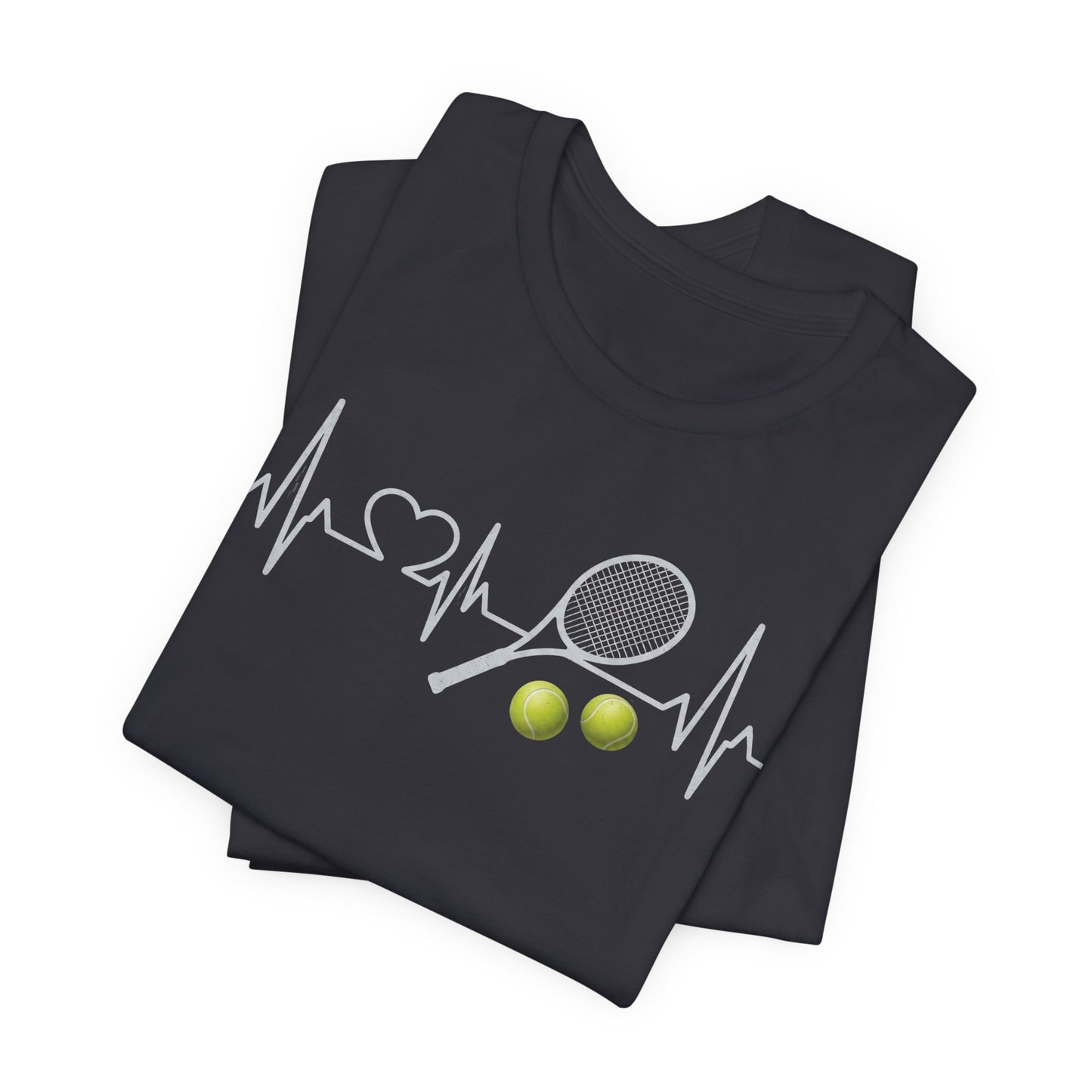 Tennis Heartbeat Tee – Racket & Tennis Ball Graphic Shirt