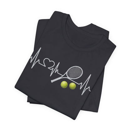 Tennis Heartbeat Tee – Racket & Tennis Ball Graphic Shirt