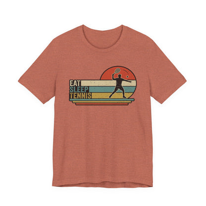 Eat Sleep Tennis Retro Graphic Tee — Vintage Tennis Player T‑Shirt