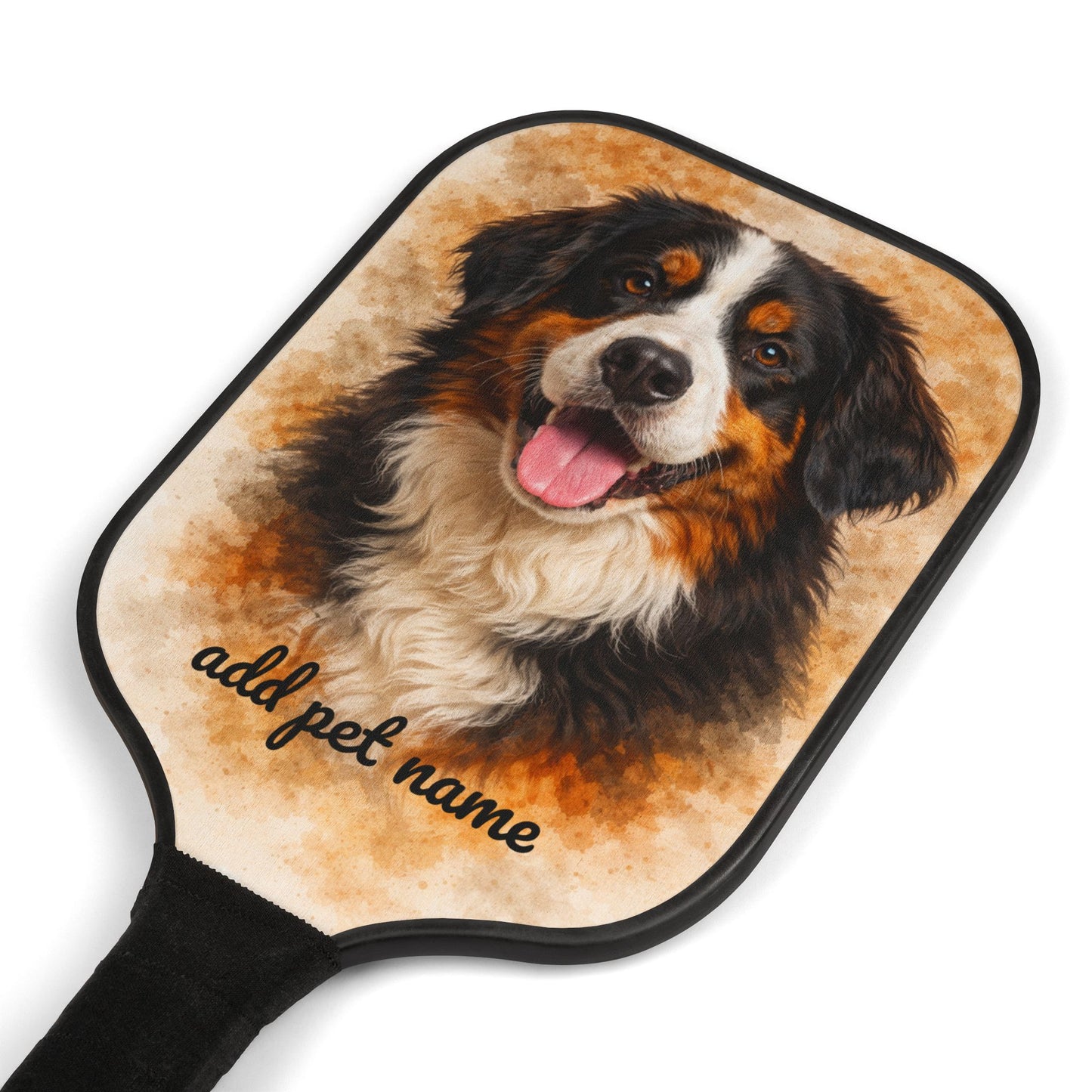 Personalized Dog Pickleball Paddle Set — Custom Pet Name Bernese Design