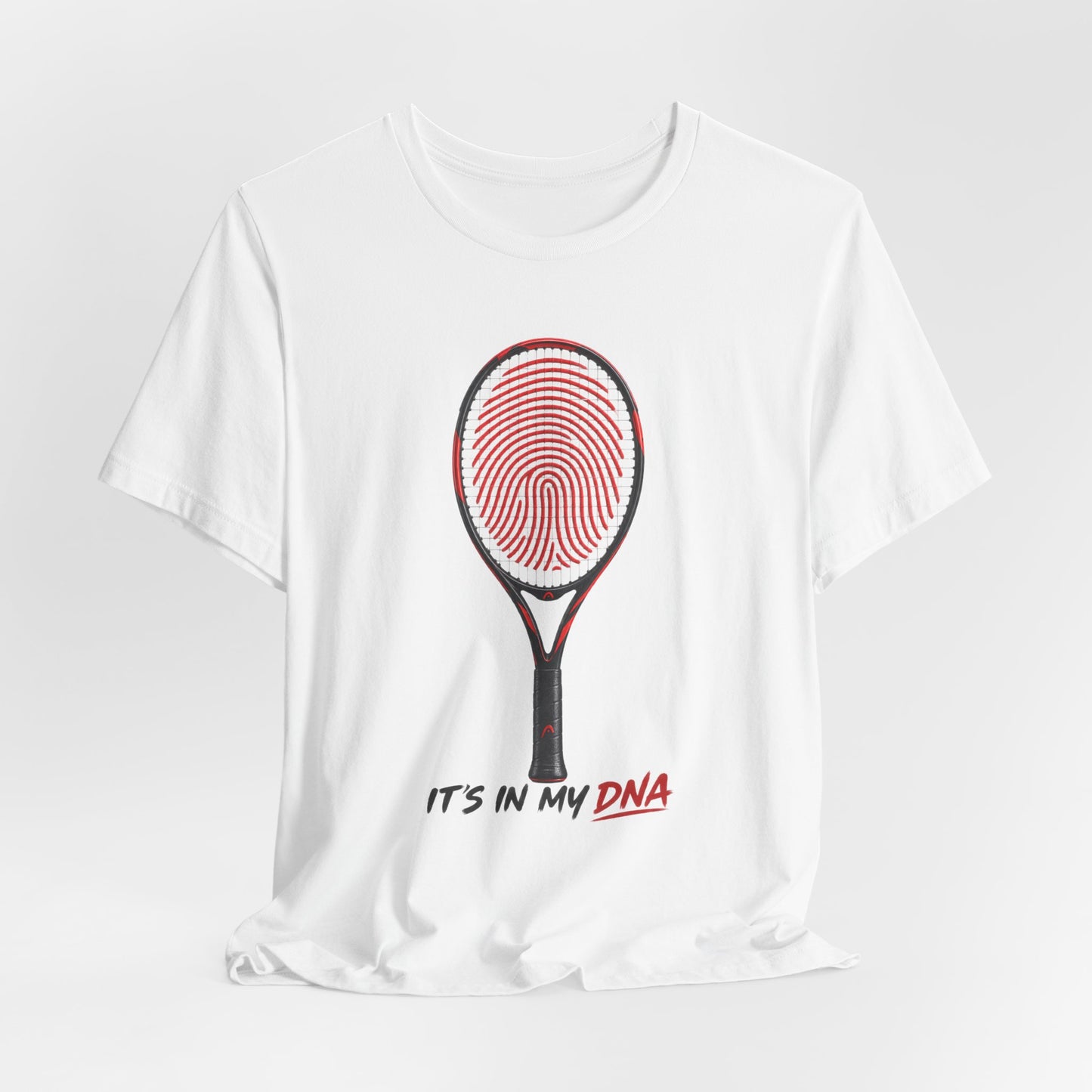 Tennis T‑Shirt — "It's In My DNA" Racket Fingerprint Tee