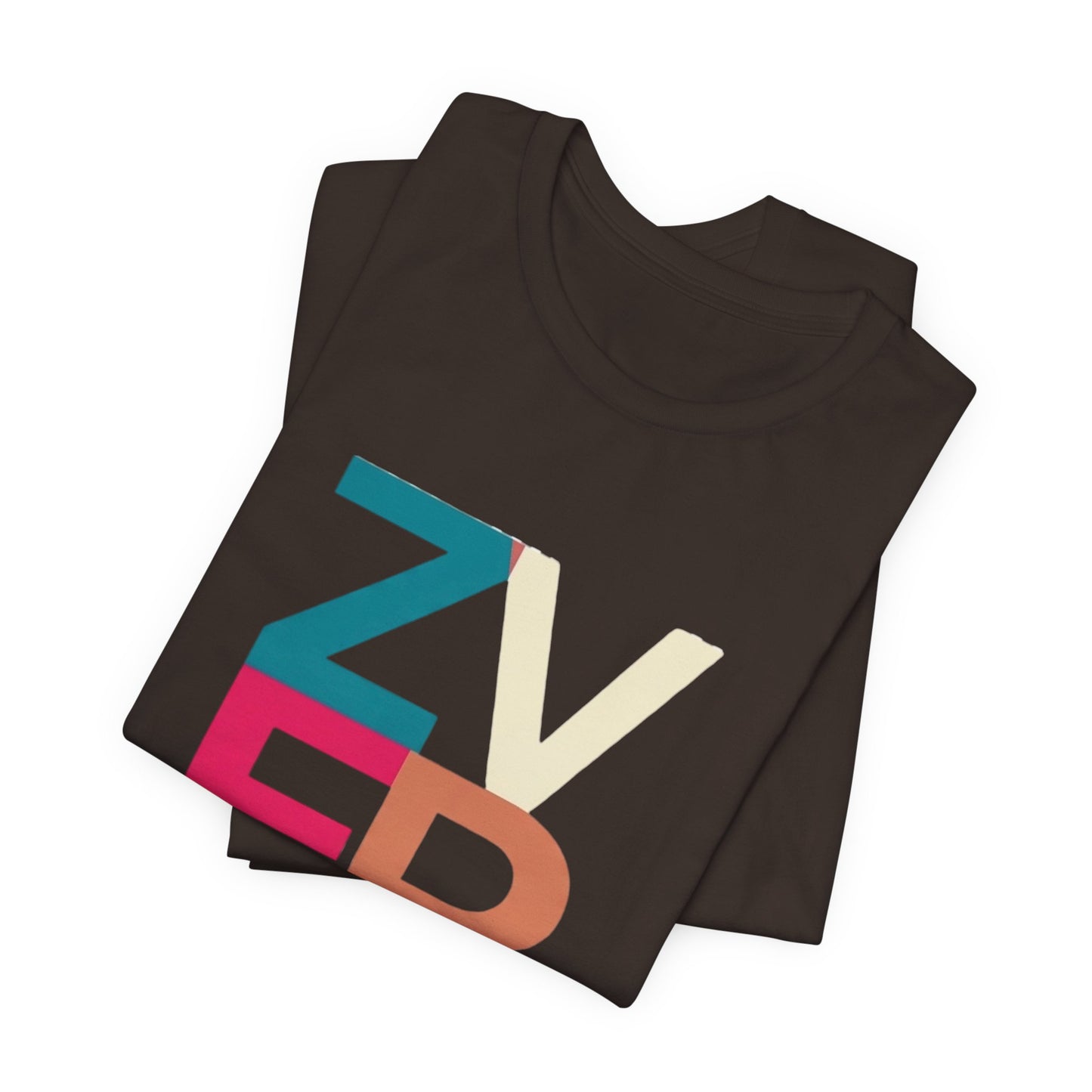 Retro Colorblock 'ZVEREV' Graphic Tee — Modern Minimalist Lettering Shirt