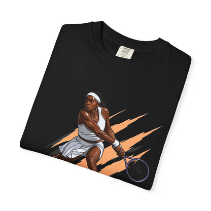 COCO GAUFF Tennis Player Graphic T-Shirt — Dynamic Women's Tennis Art Tee
