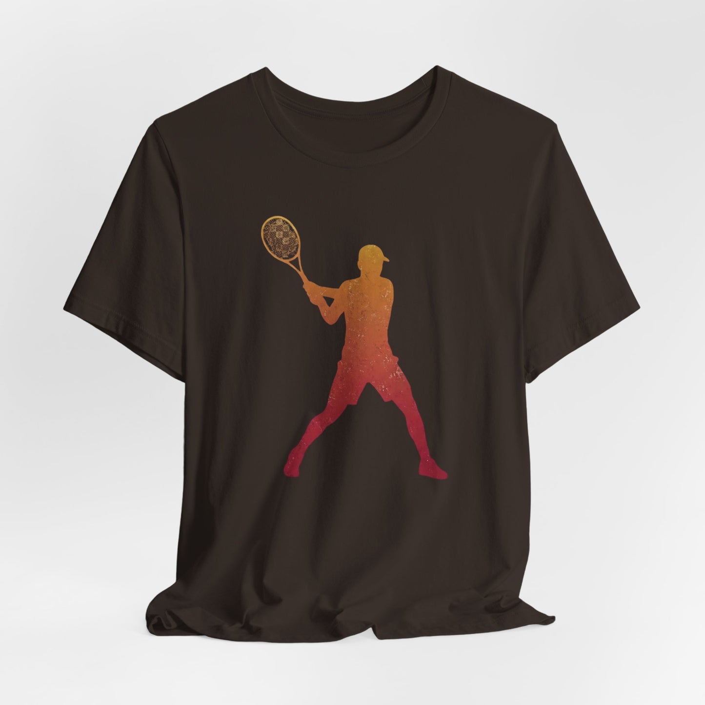 Tennis Player Silhouette Tee — Gradient Racket Sports T‑Shirt